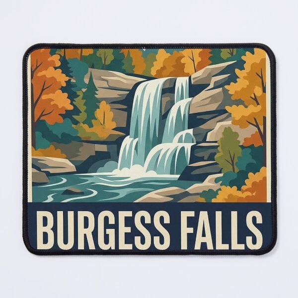 Item preview, Burgess Falls Tennessee Autumn Gorge Ribbon Badge Sticker designed and sold by DetourDgn.