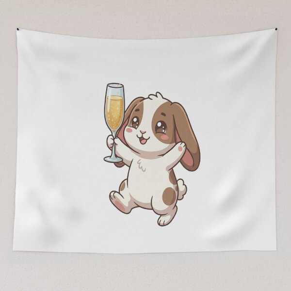 Item preview, Cute Bunny Celebrating With Sparkling Juice    designed and sold by Ella_Sketch.