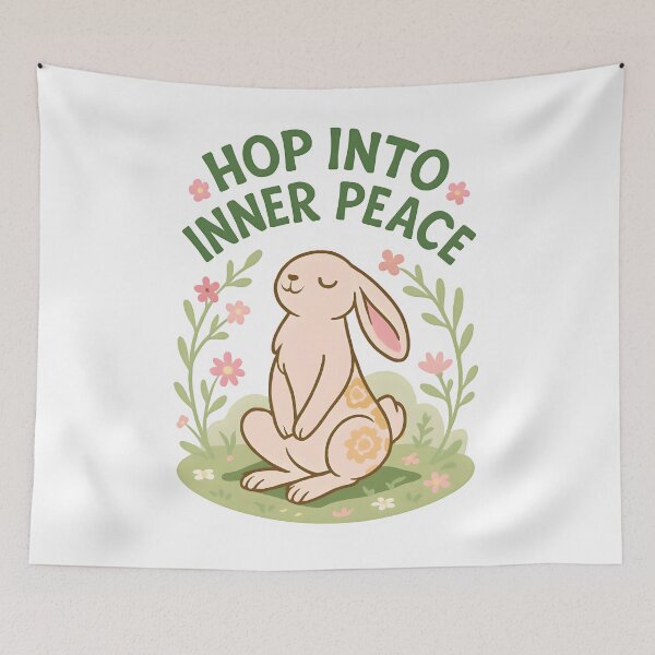 Item preview, Floral Bunny Inner Peace Yoga Meadow Illustration designed and sold by 108stillness.