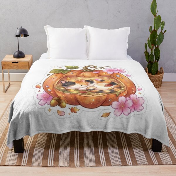 Item preview, Cozy Sleeping Calico Cat Inside Pumpkin Sakura designed and sold by Founderpallavi.