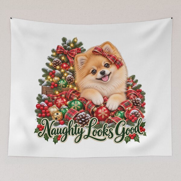 Item preview, Naughty Looks Good Christmas Pomeranian designed and sold by J-CCreations.