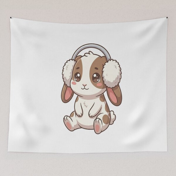 Item preview, Cute Bunny Wearing Fluffy Earmuffs    designed and sold by Ella_Sketch.