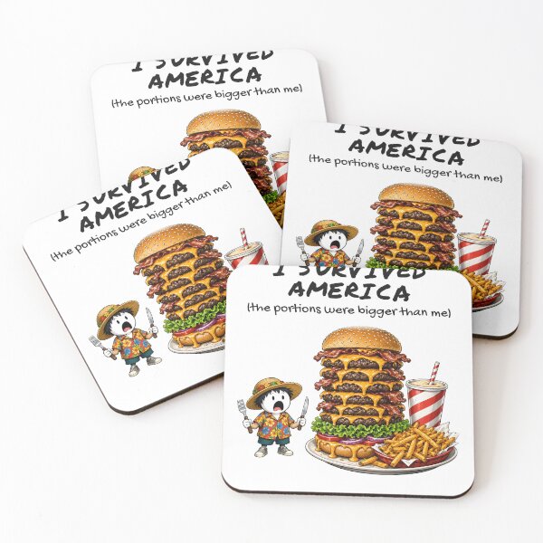 Item preview, I Survived America The Portions Were Bigger Than Me Funny Burger Word Art designed and sold by Sunset Press Studio.