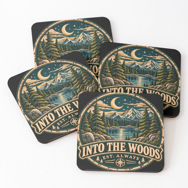 Item preview, Into the Woods Forest Badge – Vintage Embroidered Mountain Lake & Crescent Moon | Retro Wilderness Camping Art designed and sold by Emoji Emblems.