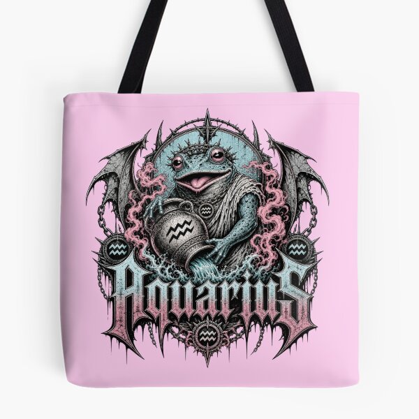 Item preview, Aquarius Zodiac Sign Gothic Frog Art | Dark Metal Water Bearer Toad Pastel Goth Gift designed and sold by illeN-Art-World.