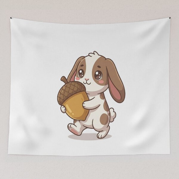 Item preview, Cute Bunny Holding Big Acorn designed and sold by Ella_Sketch.