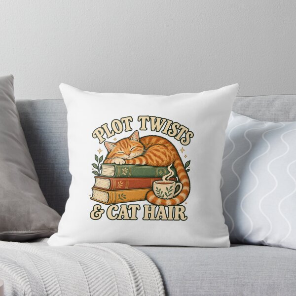 Item preview, Plot Twists and Cat Hair — Cozy Bookish Tabby designed and sold by HarttManPrints.