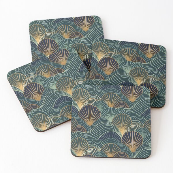 Item preview, Art Deco Scalloped Shell and Ocean Wave Symmetrical Pattern Art designed and sold by Jaani-T.