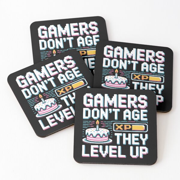 Item preview, Gamers Don’t Age, They Level Up – Funny Gamer Birthday Quote designed and sold by Jollys-ArtShop.
