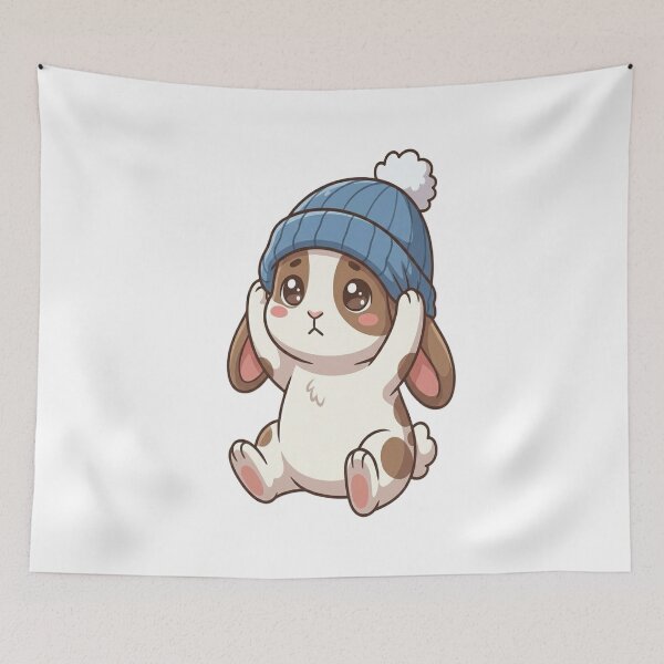 Item preview, Cute Bunny Wearing Winter Beanie    designed and sold by Ella_Sketch.