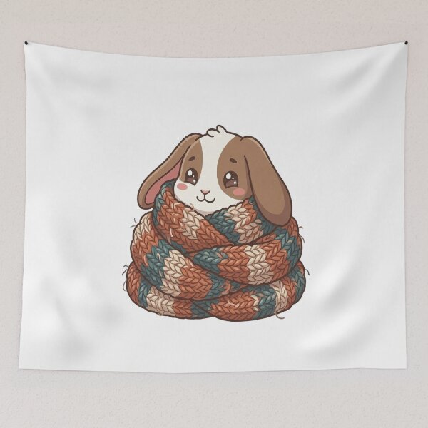 Item preview, Cute Bunny Wrapped In Cozy Scarf designed and sold by Ella_Sketch.