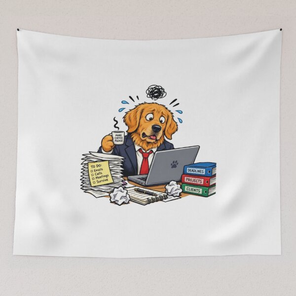 Item preview, Funny Golden Retriever Office Worker - More Coffee Please designed and sold by JustDoIt27.