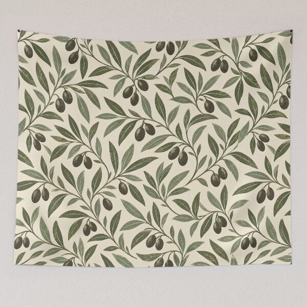 Item preview, Olive Branch Pattern, Mediterranean Vintage Botanical Print designed and sold by JohnMK369.