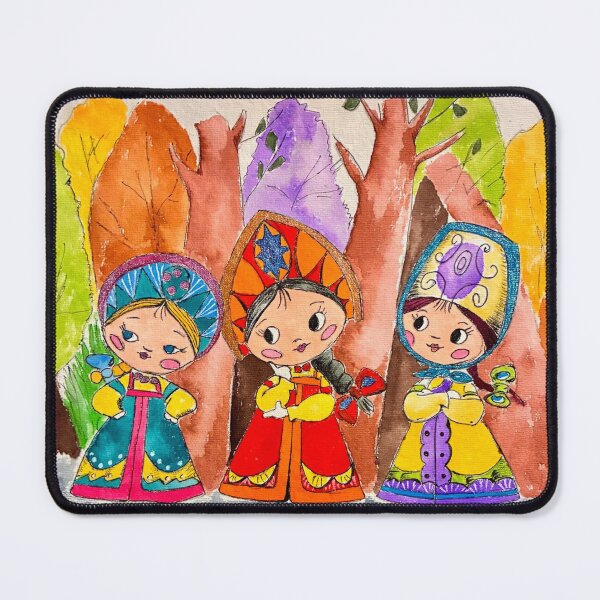 Item preview, Three Little Matryoshkas in the Fall Woods - Kawaii Russian Folk Art designed and sold by V&Z Ninish.
