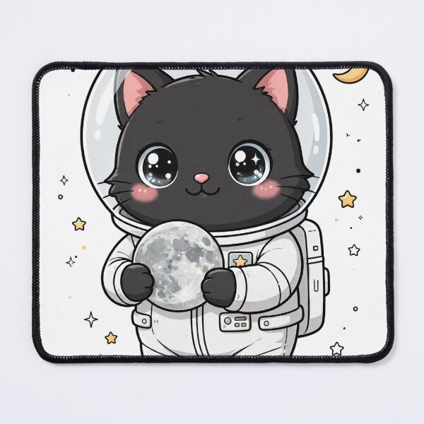 Item preview, Black Cat Astronaut Holding the Gray Moon | Cute Space Cat Shirt designed and sold by Huellamor.