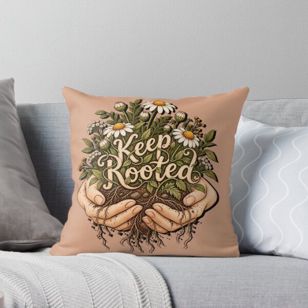Item preview, Keep Rooted Vintage Botanical Hands and Daisies Illustration designed and sold by CrazyCraftStudio.