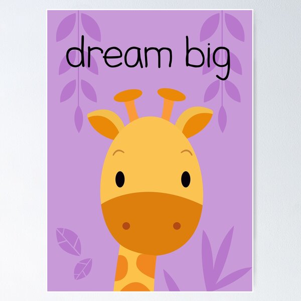 Item preview, Cute Giraffe Dream Big Safari Nursery Wall Art Set designed and sold by My Little Tots Shop.