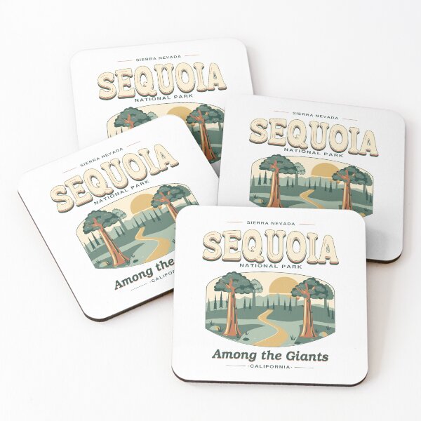 Item preview, Sequoia National Park retro lettering with giant trees and forest path designed and sold by _GRAPHIKLAB_.