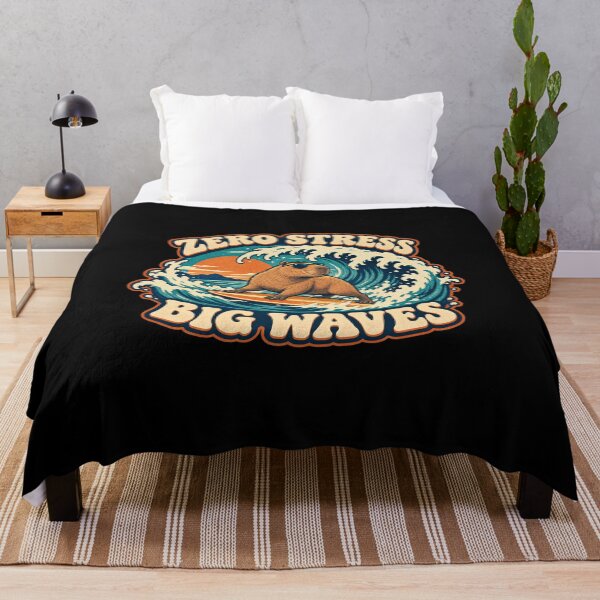 Item preview, Retro Surfing Capybara Japanese Wave for Beach Lovers — Zero Stress Big Waves Summer Vacation designed and sold by Im-Ara.