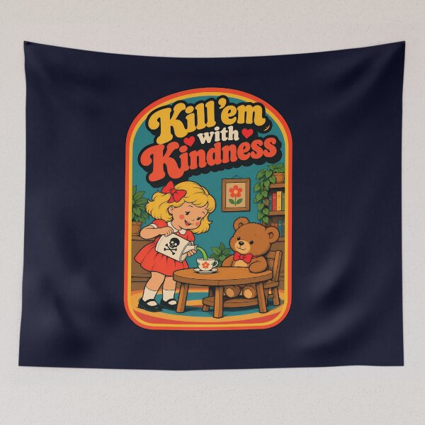 Item preview, Kill 'em With Kindness Retro Girl Poison Tea Party Bear designed and sold by peterdesigns.