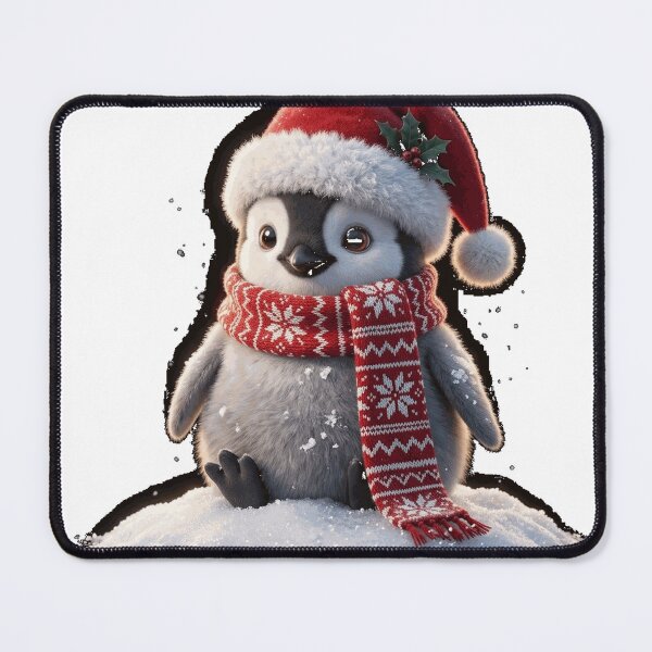 Item preview, Christmas Penguin in Santa Hat with Cozy Knit Scarf Oversized T-Shirt designed and sold by bunnymoon stickers.