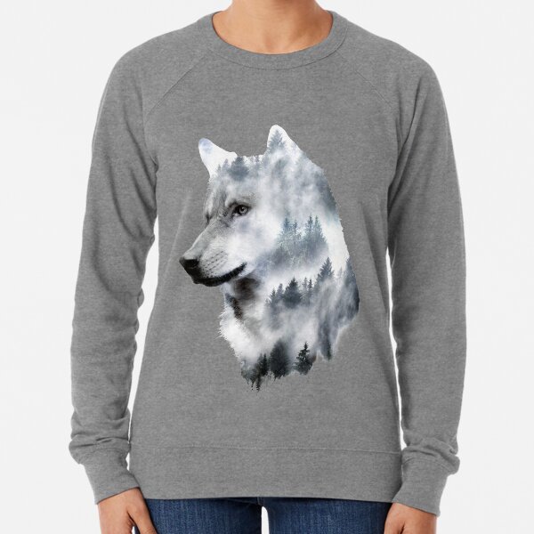 Double exposure wolf Lightweight Sweatshirt