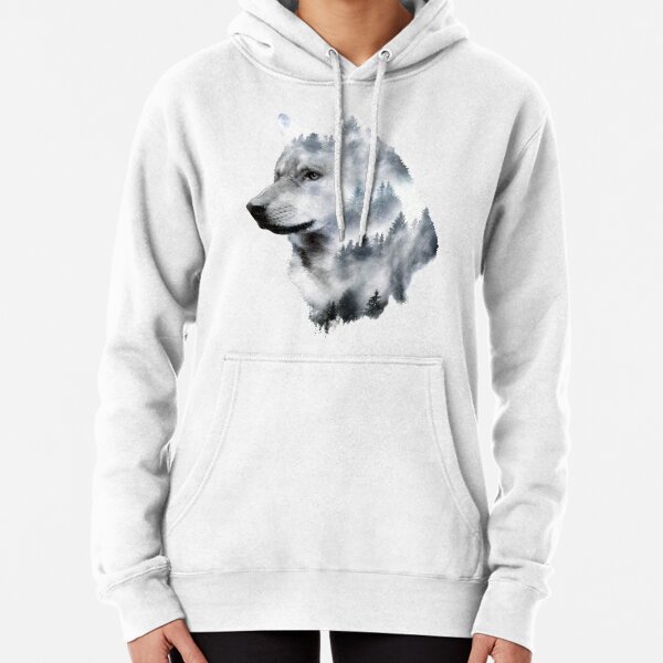 Dramabite Double exposure wolf Pullover Hoodie