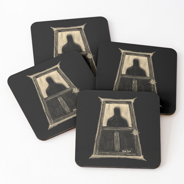 Item preview, The Forbidden Door (Sepia Edition) Faceless Silhouette Behind Frosted Glass Horror Art designed and sold by Grimmlar.