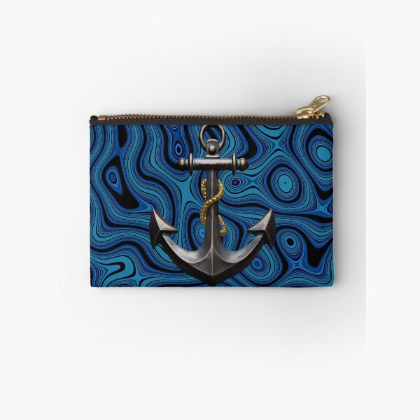 Item preview, Vintage Anchor on Blue Abstract Wave Pattern designed and sold by Ko-tidien.