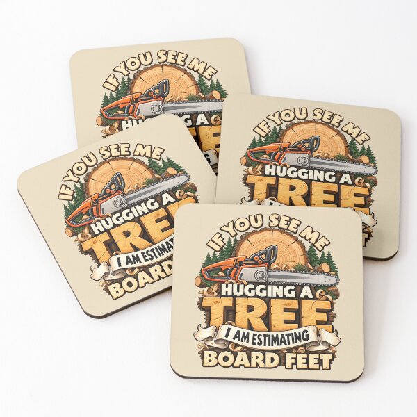 Item preview, Funny Woodworker Hugging a Tree Estimating Board Feet designed and sold by Aesthetic-Avenue.