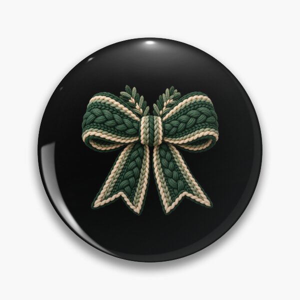 Item preview, Frosted Spruce Green Knit Bow With Tiny Pine Sprigs designed and sold by vaylen-orbit.