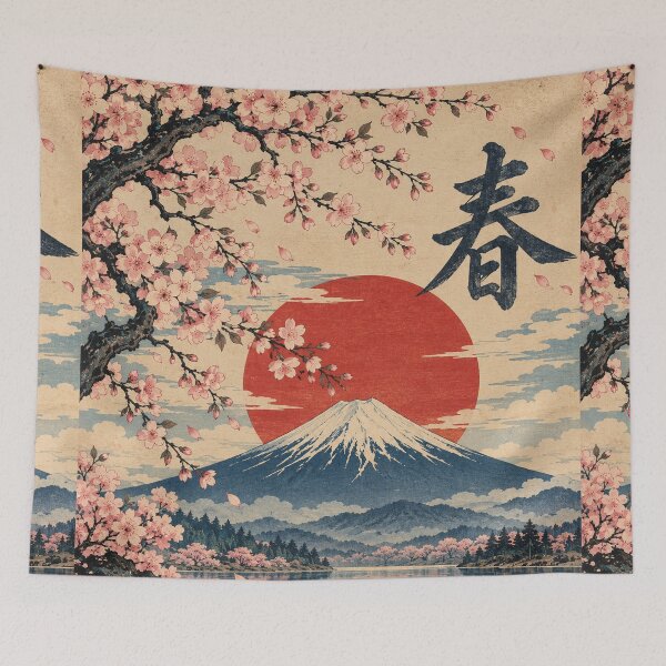Item preview, Japan's Mount Fuji - Cherry Blossoms Over Sunset Lake designed and sold by bapupa.