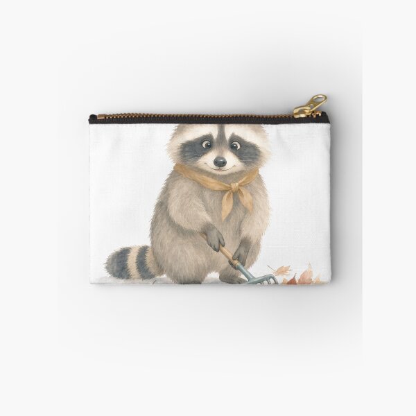 Item preview, Rocco the Raccoon Raking Autumn Leaves Watercolor designed and sold by DoodleMenagerie.