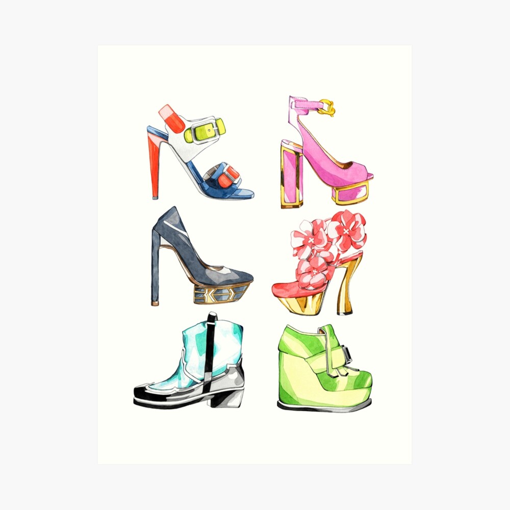 Poster for Sale avec l'œuvre « Chaussures de créateurs » de l'artiste