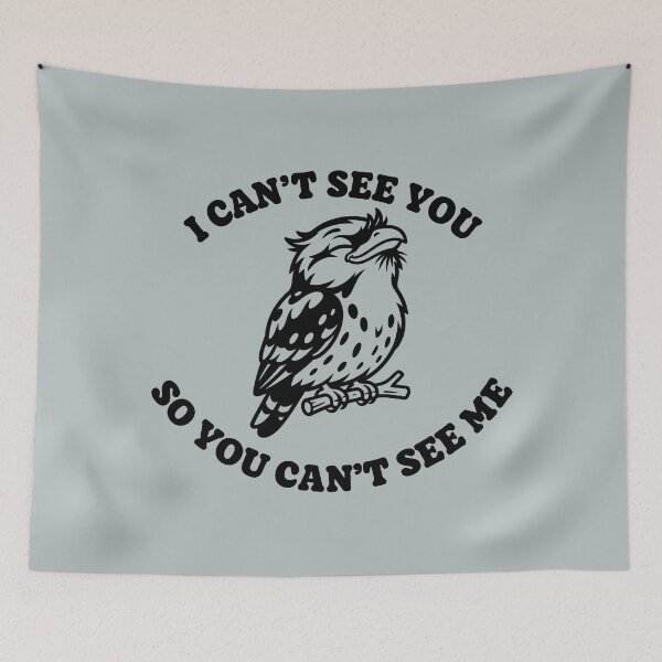 Item preview, I Can't See You So You Can't See Me | Funny Tawny Frogmouth Pun designed and sold by Petal & Pith Makery.