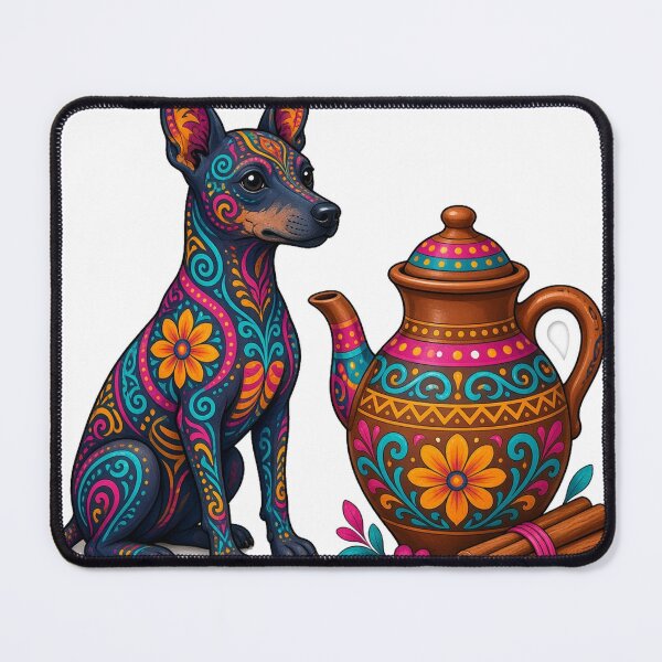 Item preview, Folk Art Xolo Dog with Clay Coffee Pot designed and sold by OddLittleGoods.