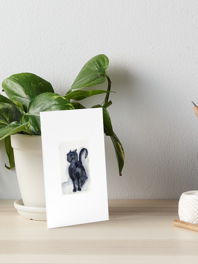 Little Black Cat Stamp | Art Board Print