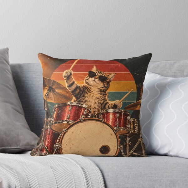 Item preview, Cat Musician Playing Drums designed and sold by J-Style-Design.