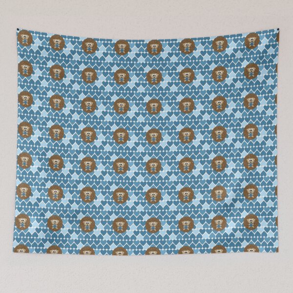 Artikelvorschau, Nettes Igeles und blaues Herz-Muster im Hintergrund. entworfen und verkauft von Hedgie Designs.