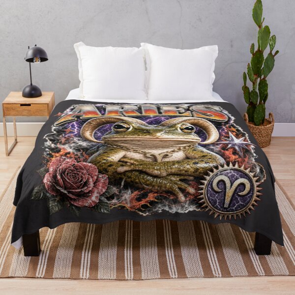 Item preview, Aries Zodiac Sign Grunge Frog Art | Ram Horns Toad Astrology Gift designed and sold by illeN-Art-World.
