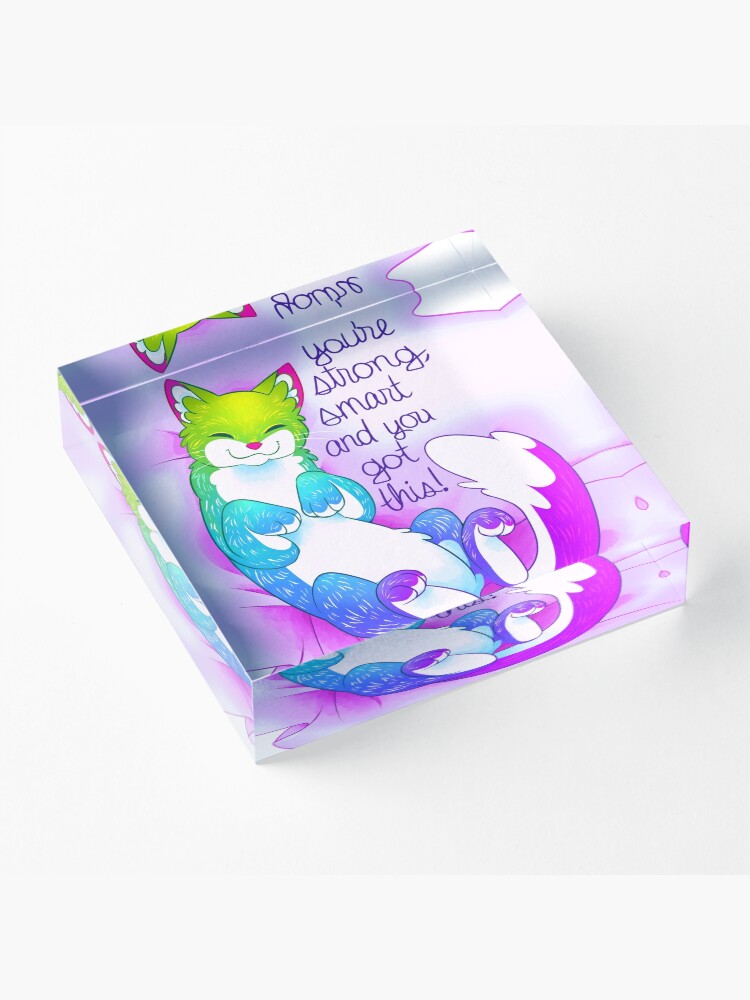 Alternate view of "You're strong, smart and you got this!" Snuggly Kitty Acrylic Block