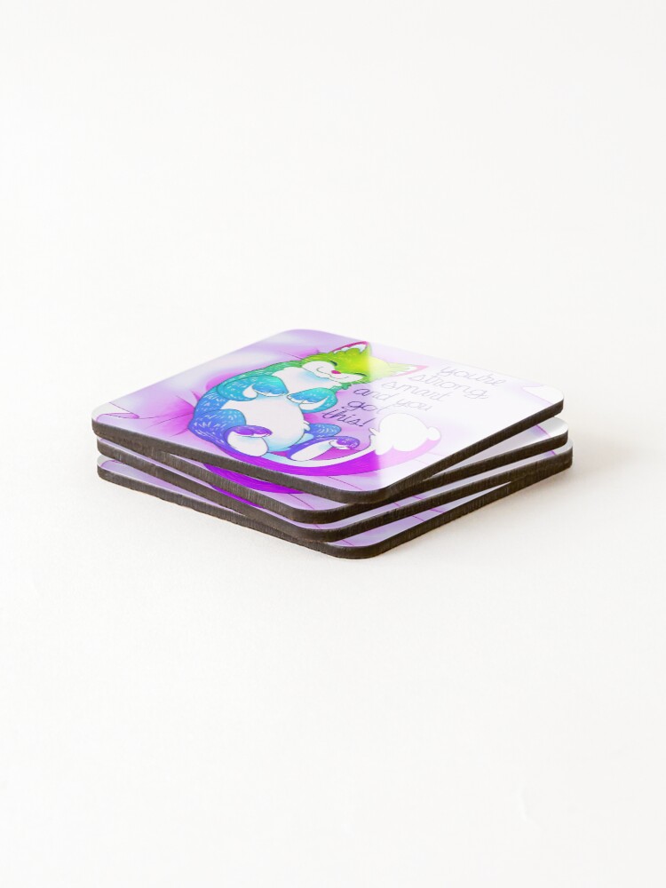 Alternate view of "You're strong, smart and you got this!" Snuggly Kitty Coasters (Set of 4)