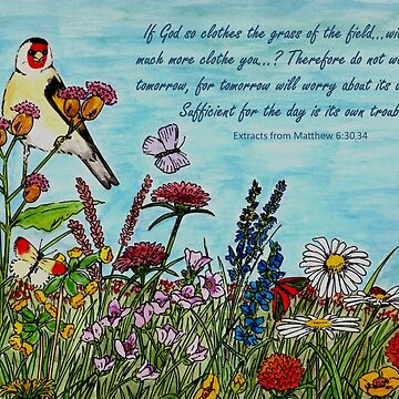 Artwork thumbnail, Flower Meadow - With Extracts from Matthew 6: 30,34, the Bible by EuniceWilkie