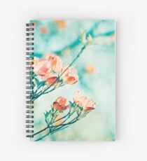 Teal Peach Coral Dogwood Flower Photography, Aqua Turquoise Teal Mint Spiral Notebook