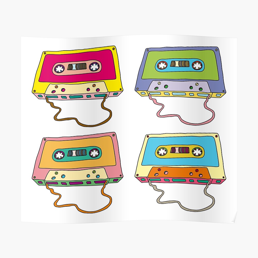 "Music Cassette Retro Tape Vintage Graffiti" Poster by HelenStorm