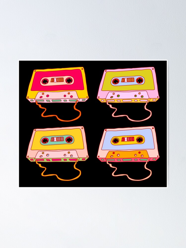 "Music Cassette Retro Tape Vintage Graffiti" Poster by HelenStorm