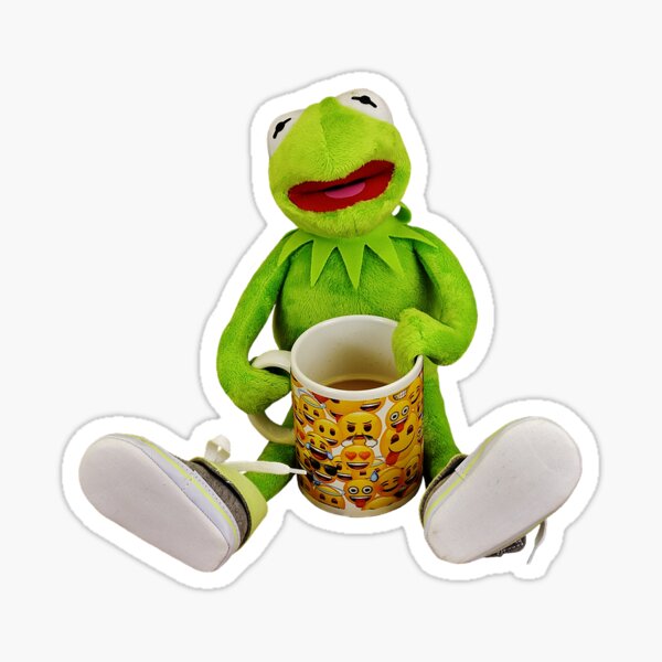 kermit and his mug Sticker