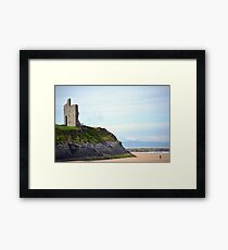 ballybunion castle on the cliffs of a beautiful beach Framed Print