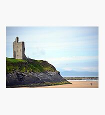 ballybunion castle on the cliffs of a beautiful beach Photographic Print