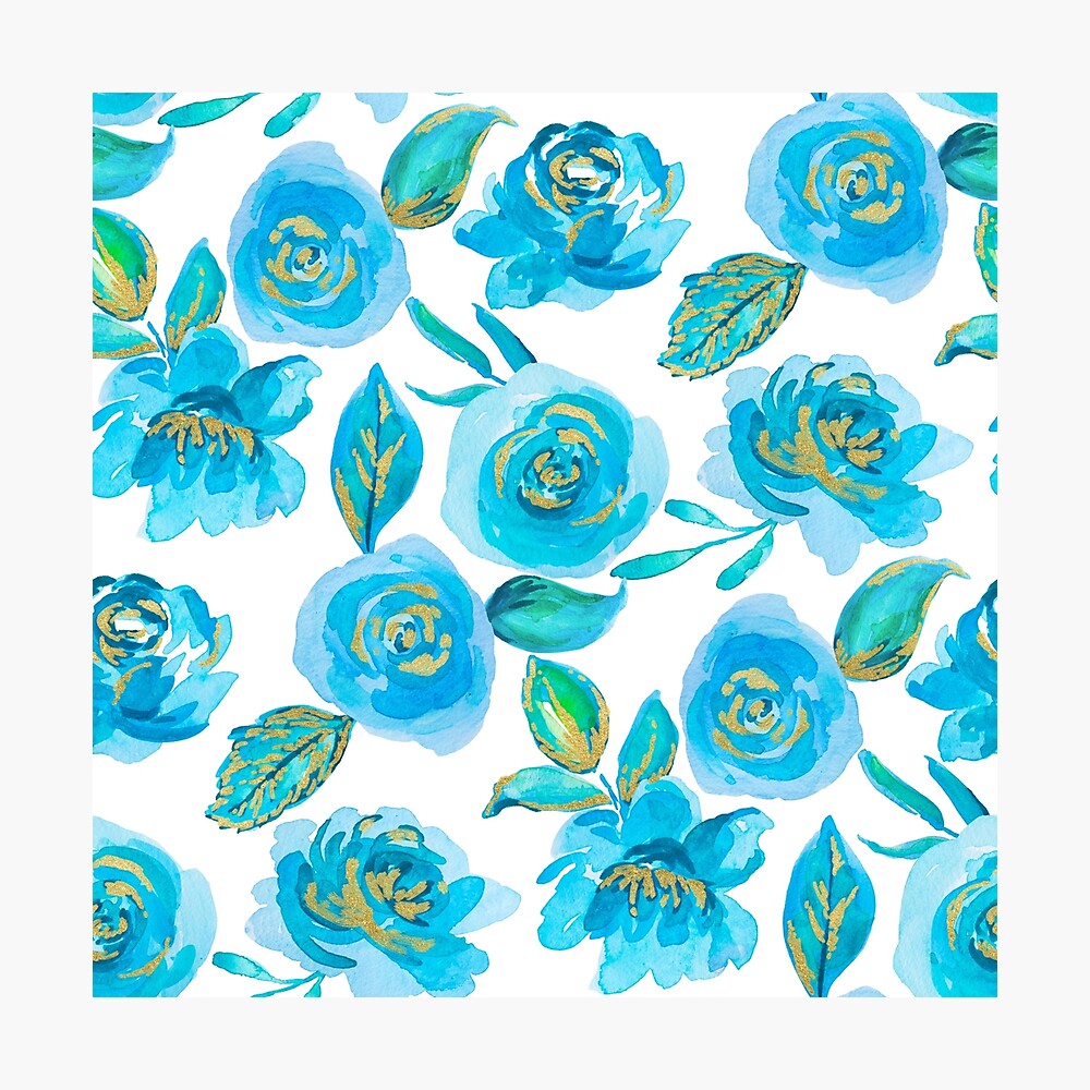 blue and white floral print